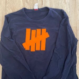 Embroidered Undefeated Long Sleeve Shirt (L, Navy)